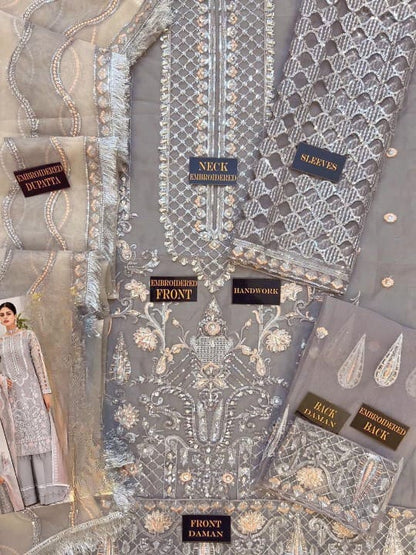 MARYAM'S LEMILSA LUXURY WEDDING EMBROIDERED ORGANZA - 3 PC UNSTITCHED