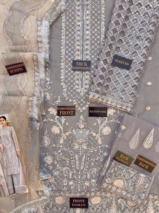 MARYAM'S LEMILSA LUXURY WEDDING EMBROIDERED ORGANZA - 3 PC UNSTITCHED