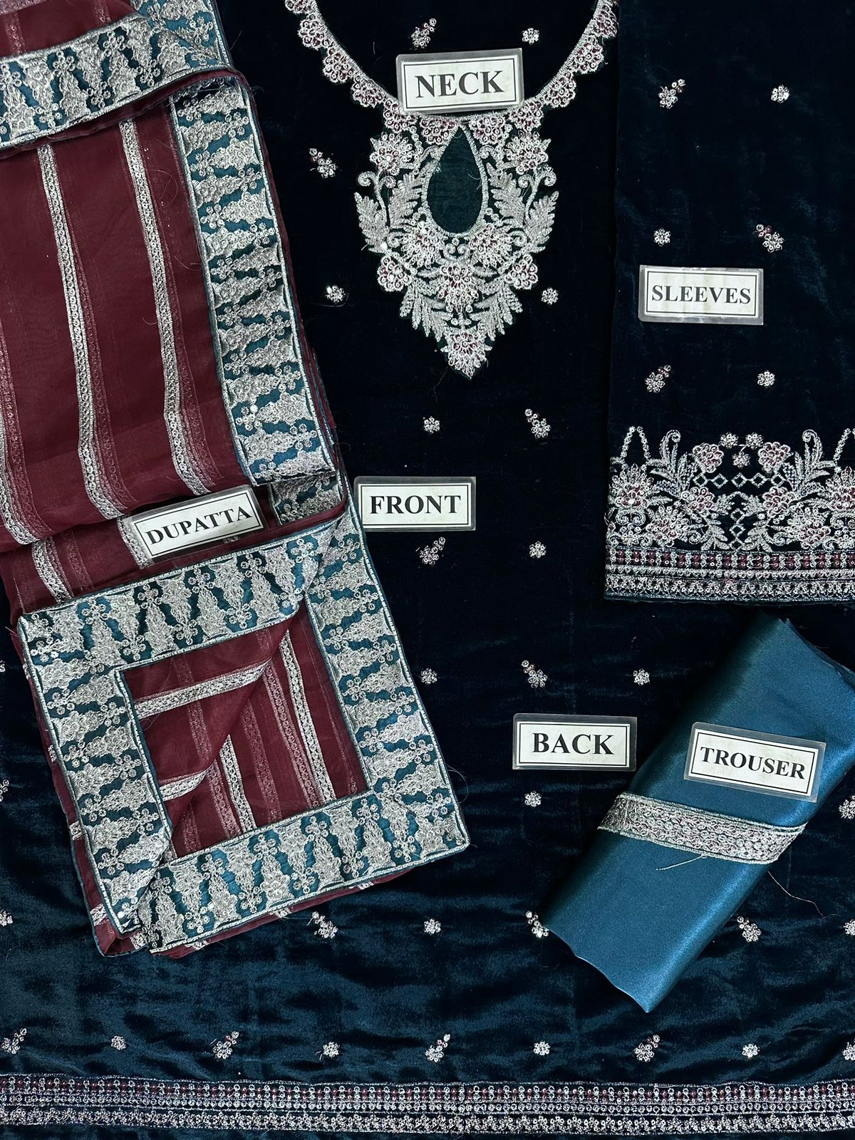 JAZMIN FORMALS EMBROIDERED VELVET - 3 PC UNSTITCHED