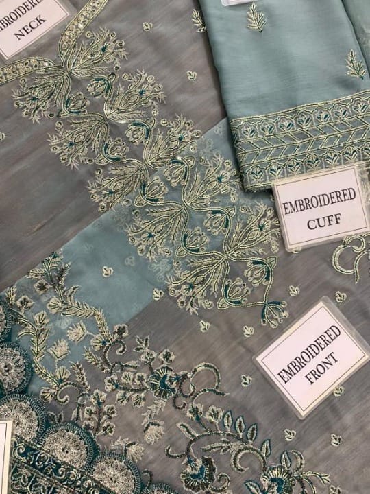 ASIM JOFA EMBROIDERED CHIFFON  - 3 PC UNSTITCHED