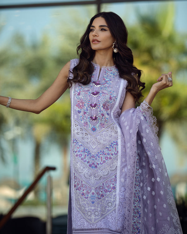 KANWAL MALIK LUXURY CHIKANKARI EMBROIDERED LAWN - 3 PC UNSTITCHED