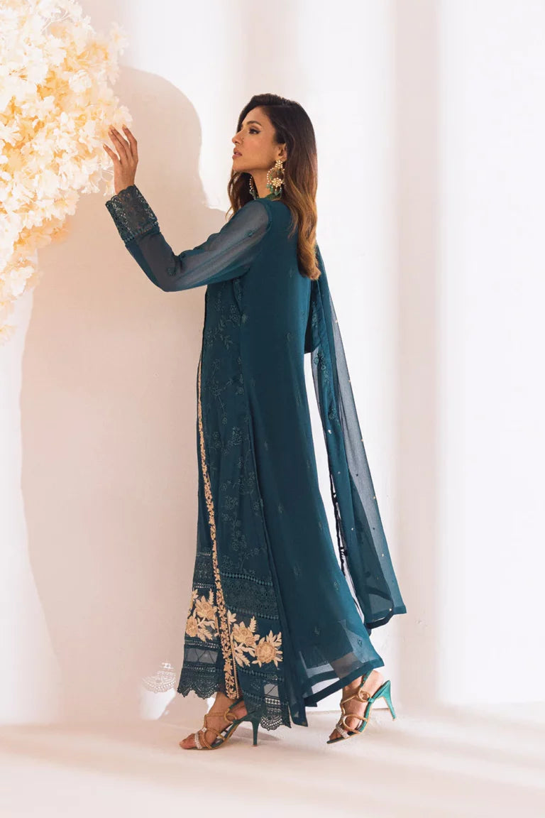 AZURE LUXURY EMBROIDERED CHIFFON - 3 PC UNSTITCHED