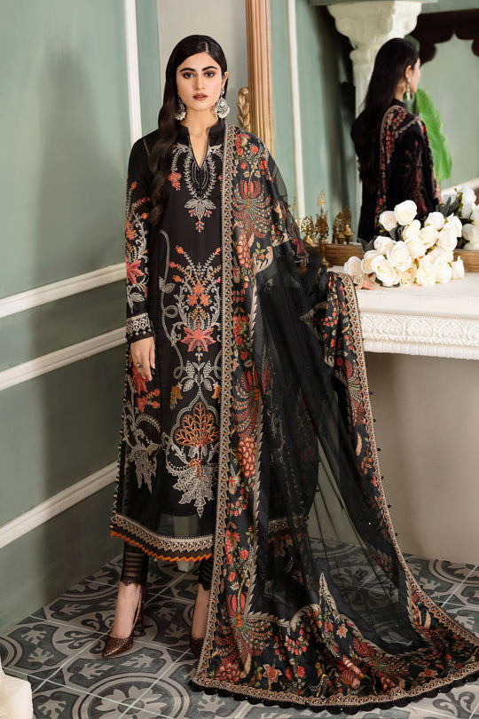 MARIA B SATEEN LUXURY EMBROIDERED CHIKANKARI LAWN - 3 PC UNSTITCHED