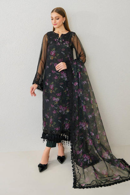 BAROQUE LUXURY DIGITAL PRINTED EMBROIDERED ORGANZA - 3 PC UNSTITCHED