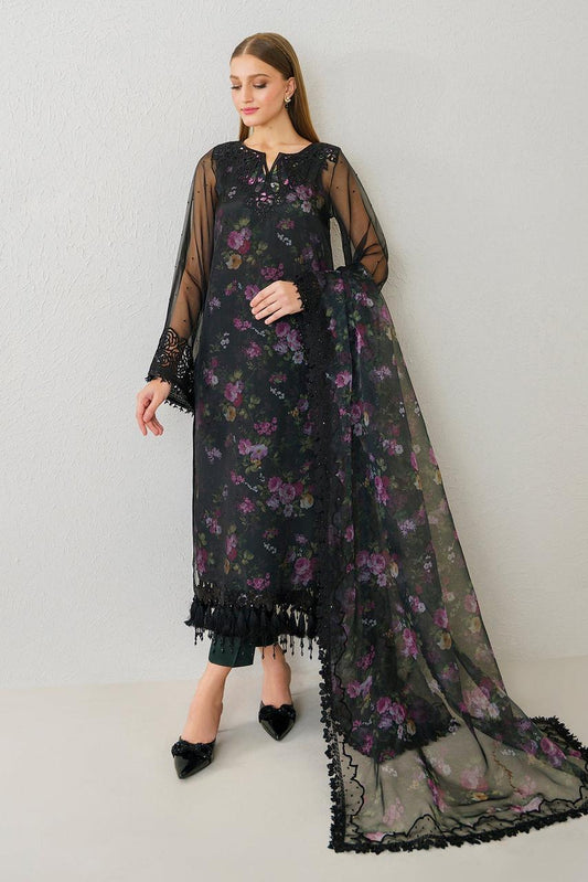 BAROQUE LUXURY DIGITAL PRINTED EMBROIDERED ORGANZA - 3 PC UNSTITCHED