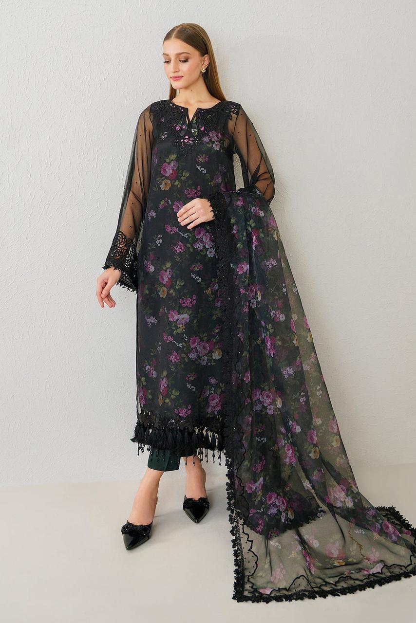 BAROQUE LUXURY DIGITAL PRINTED EMBROIDERED ORGANZA - 3 PC UNSTITCHED