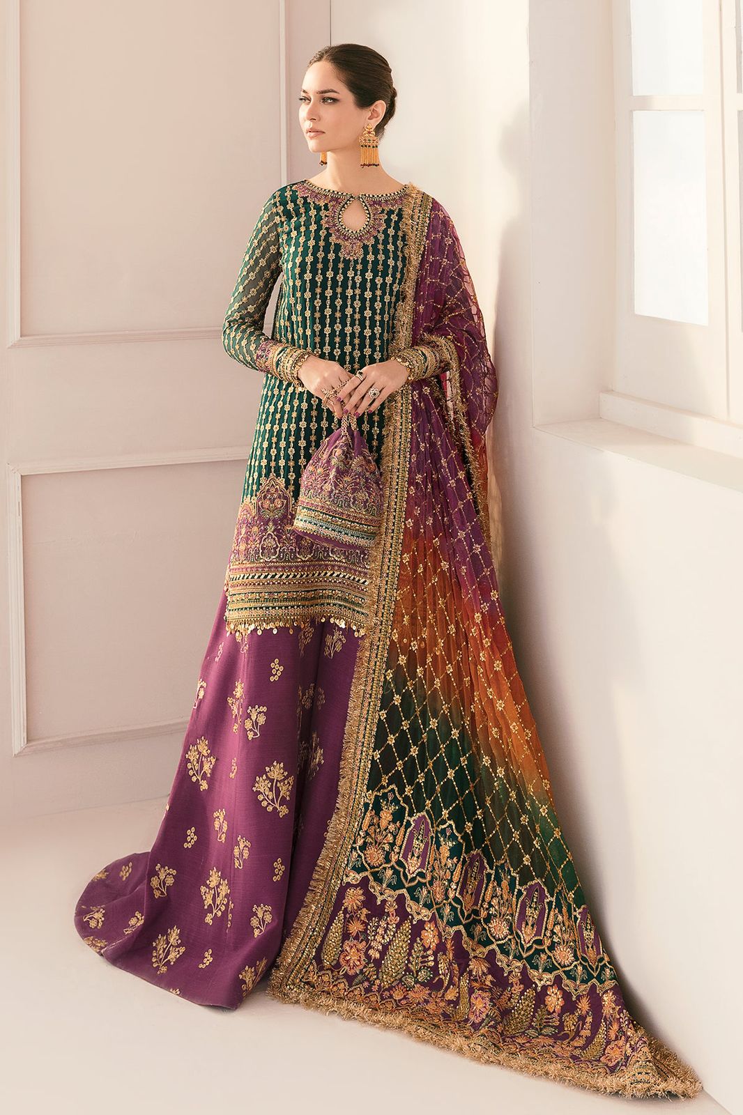 BAROQUE LUXURY EMBROIDERED ORGANZA - 3 PC UNSTITCHED