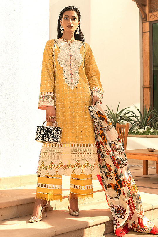 MUSHQ LUXURY EMBROIDERED CHIKANKARI LAWN - 3 PC UNSTITCHED SUIT