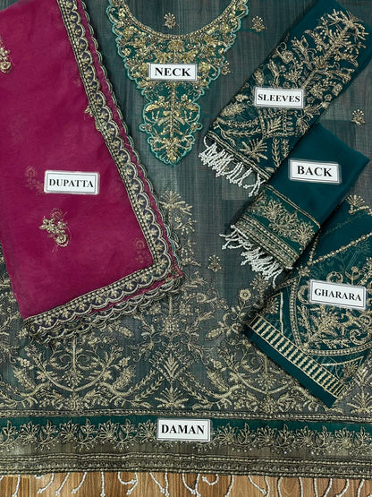 SAFFANA LUXURY WEDDING EMBROIDERED CHIFFON - 3 PC UNSTITCHED