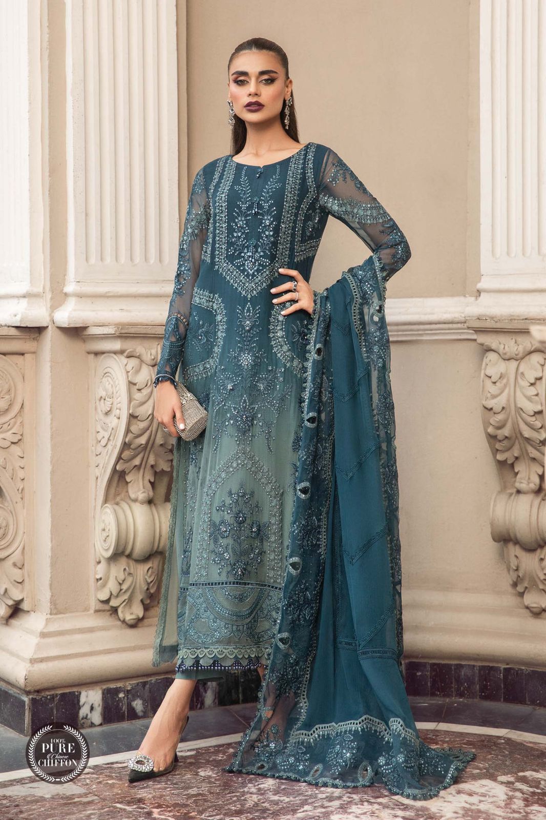MARIA B LUXURY WEDDING EMBROIDERED CHIFFON - 3 PC UNSTITCHED