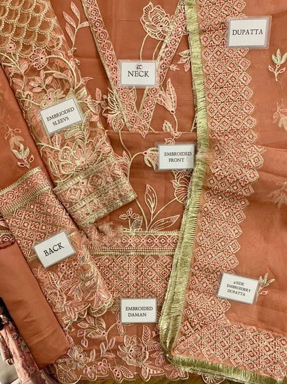 AFROZEH LUXURY WEDDING EMBROIDERED ORGANZA - 3 PC UNSTITCHED