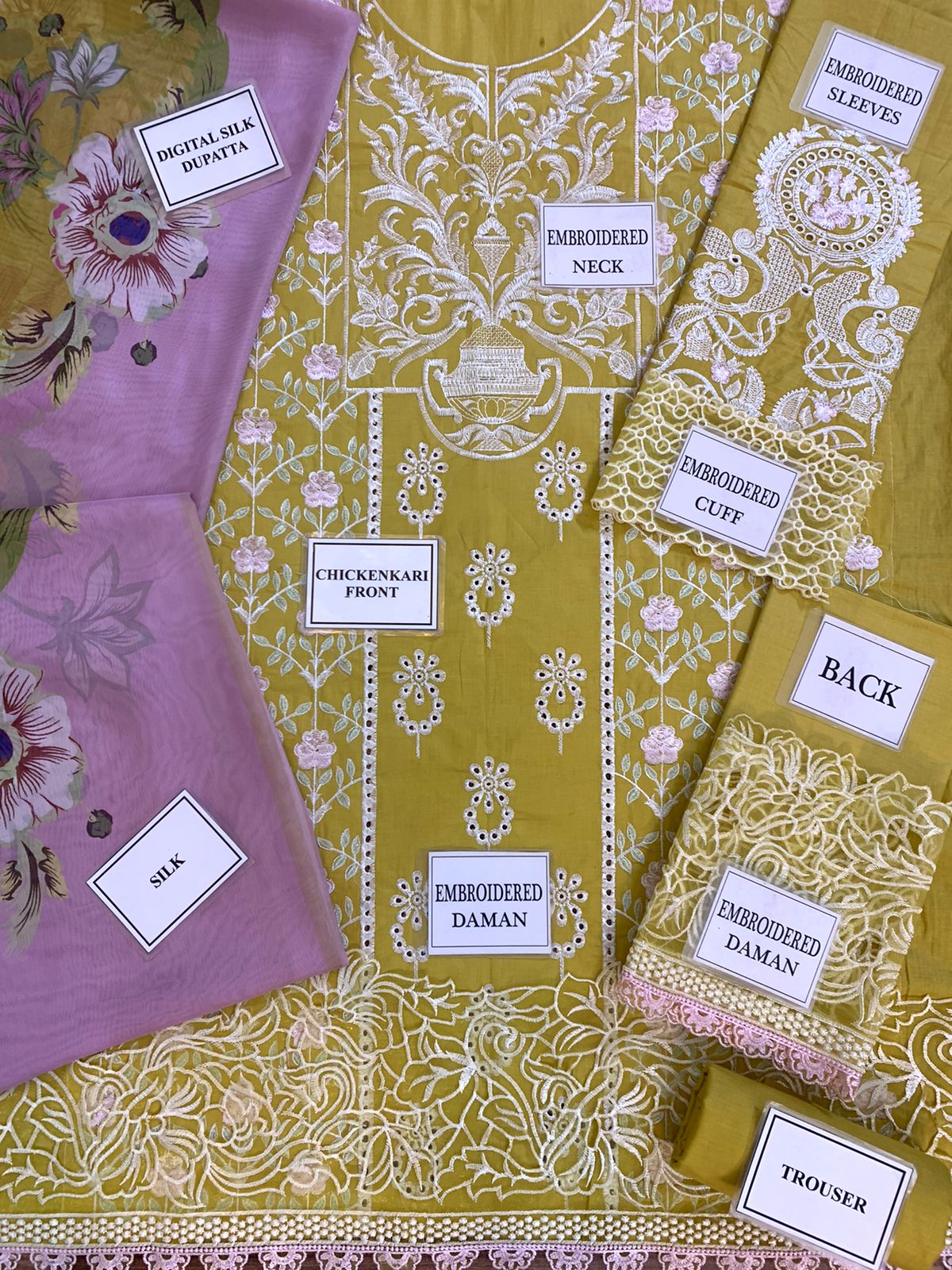 MUSHQ LUXURY CHIKANKARI EMBROIDERED LAWN - 3 PC UNSTITCHED