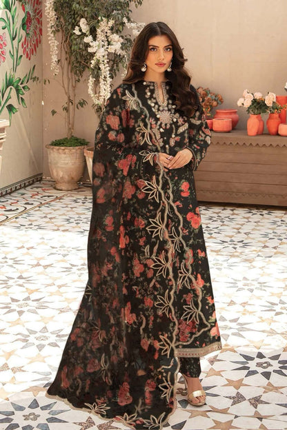 FLORAL EMBROIDERED SWISS LAWN - 3 PC UNSTITCHED