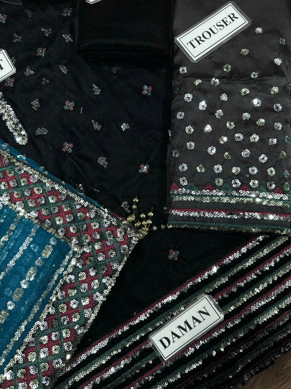JAZMIN EMBROIDERED VELVET - 3 PC UNSTITCHED