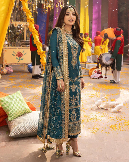 ASIM JOFA LUXURY WEDDING EMBROIDERED CHIFFON - 3 PC UNSTITCHED