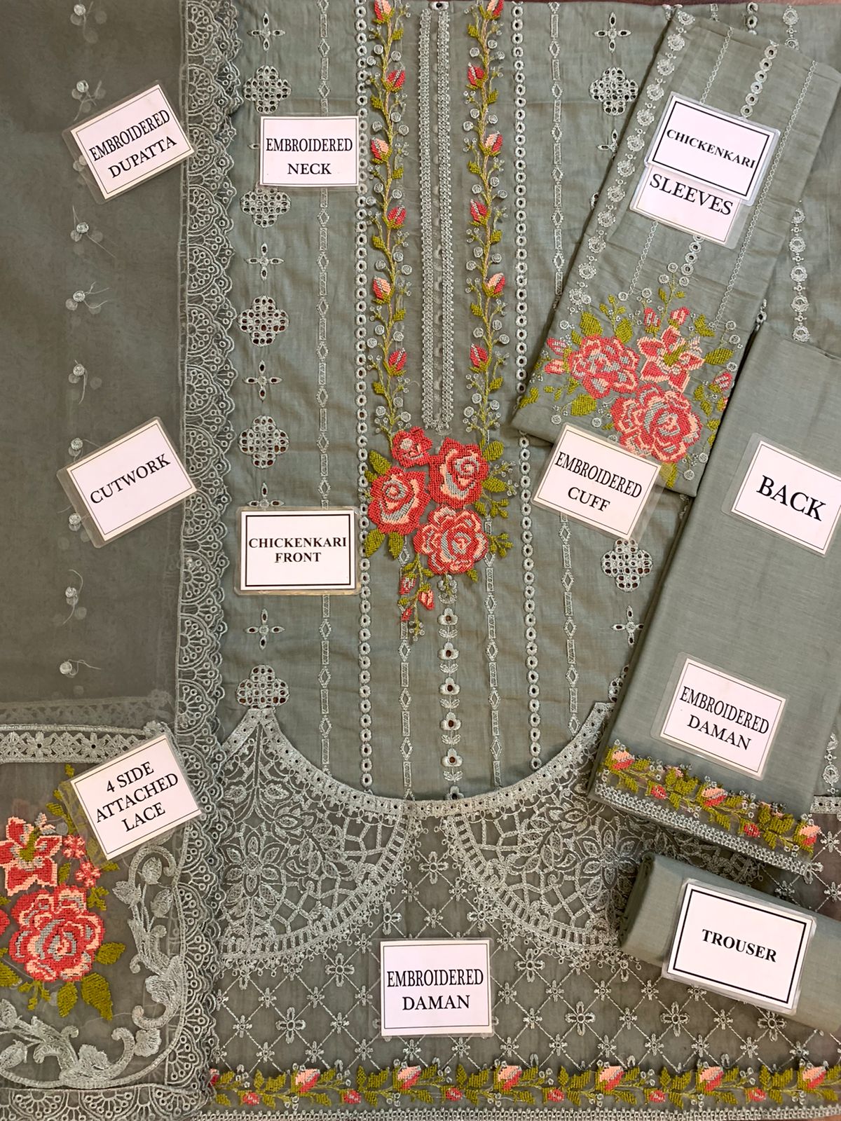 MARIA B LUXURY CHIKANKARI EMBROIDERED LAWN - 3 PC UNSTITCHED