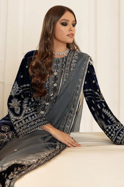 BAROQUE EMBROIDERED VELVET FORMALS - 3 PC UNSTITCHED