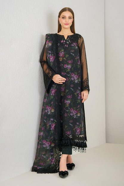 BAROQUE LUXURY DIGITAL PRINTED EMBROIDERED ORGANZA - 3 PC UNSTITCHED
