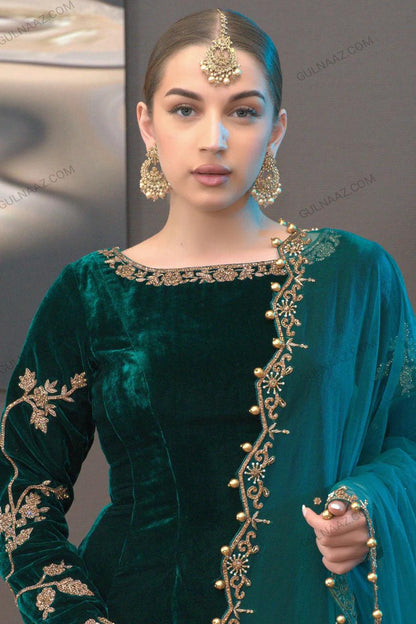 ZAFIRA LUXURY EMBROIDERED VALVET - 3 PC UNSTITCHED