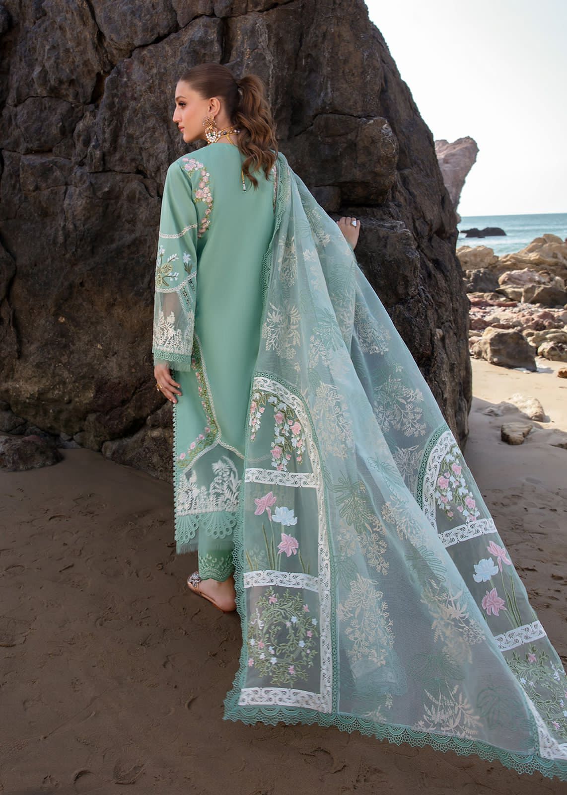 CRIMSON LUXURY CHIKANKARI EMBROIDERED LAWN - 3 PC UNSTITCHED