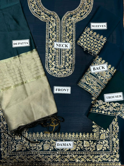 ASIM JOFA LUXURY WEDDING EMBROIDERED CHIFFON - 3 PC UNSTITCHED