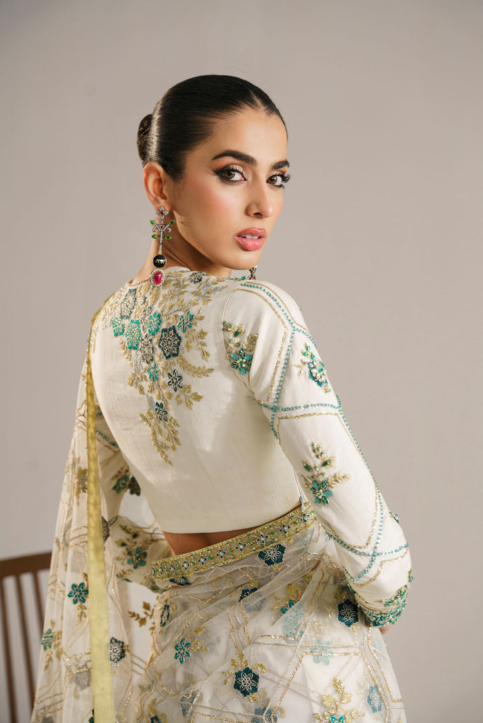 AKBAR ASLAM LUXURY EMBROIDERED NET SAREE - 3 PC UNSTITCHED
