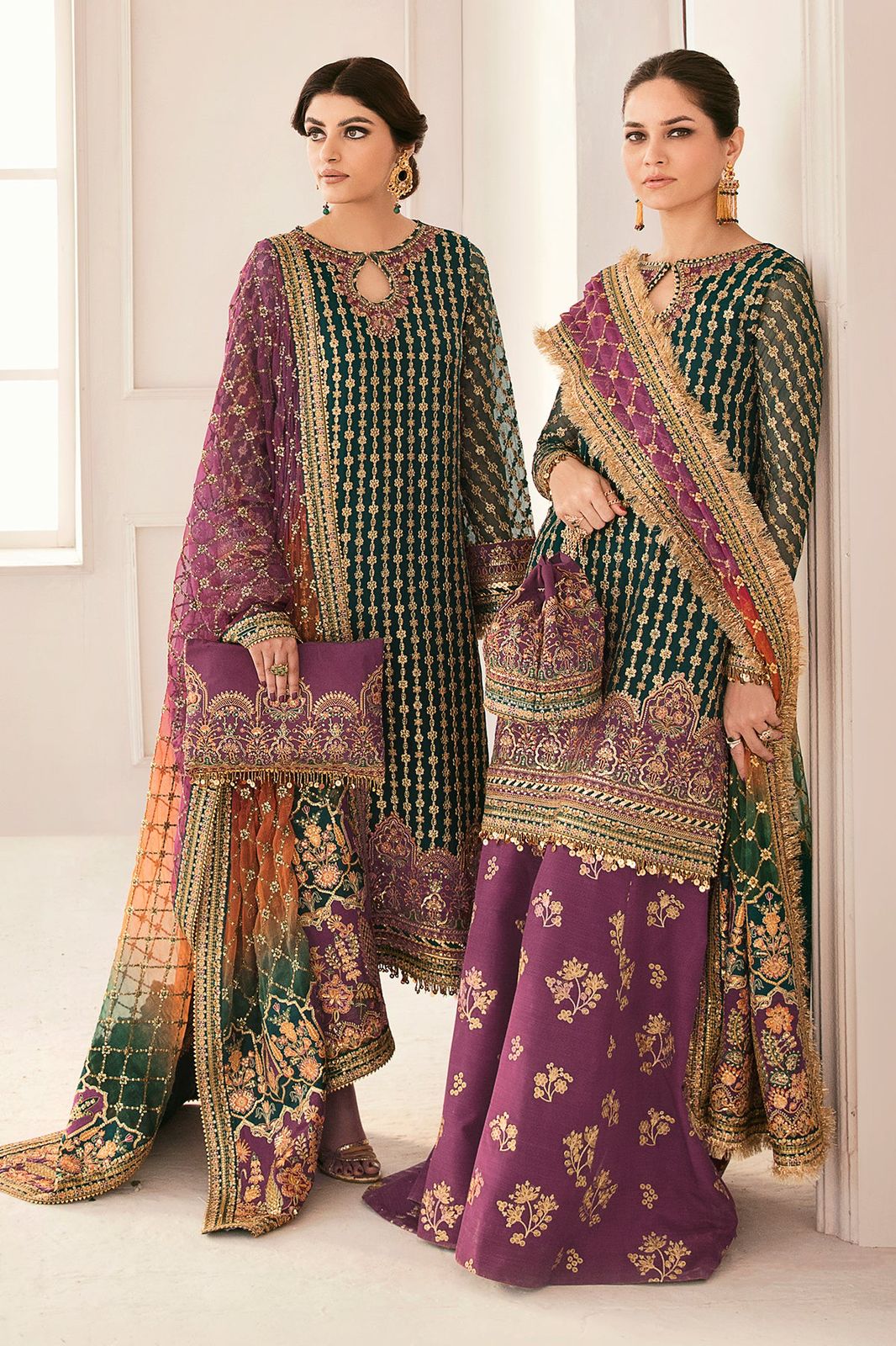 BAROQUE LUXURY EMBROIDERED ORGANZA - 3 PC UNSTITCHED