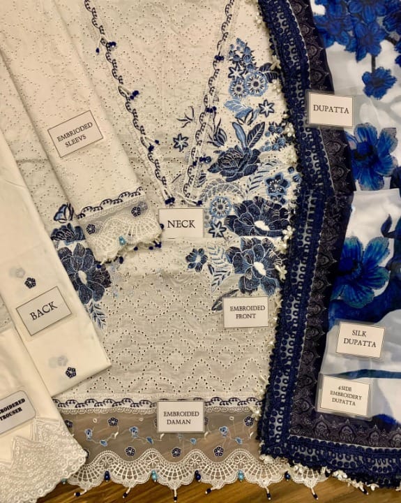 ANAYA LUXURY CHIKANKARI EMBROIDERED LAWN - 3 PC UNSTITCHED