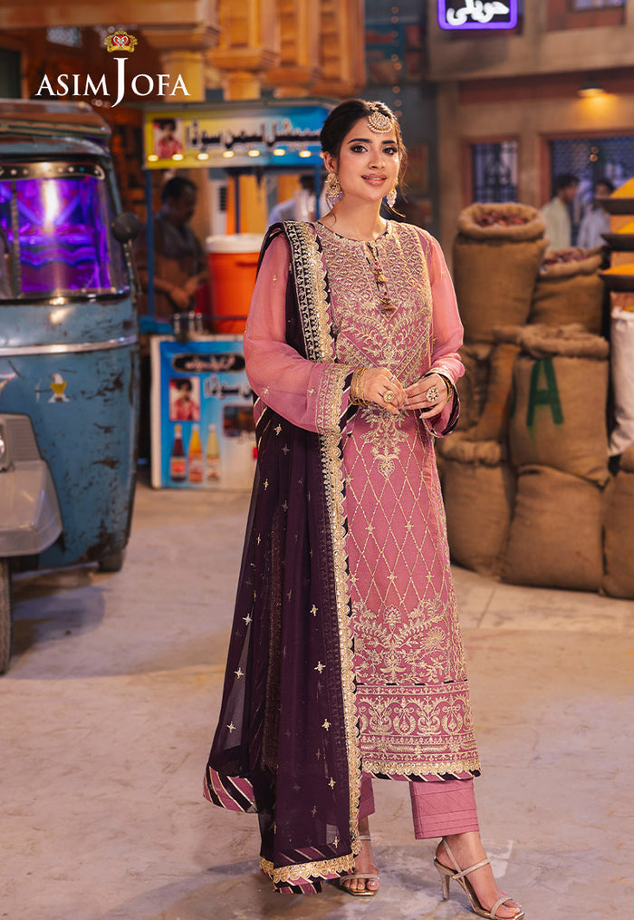ASIM JOFA LUXURY WEDDING EMBROIDERED SEMI PURE CHIFFON - 3 PC UNSTITCHED