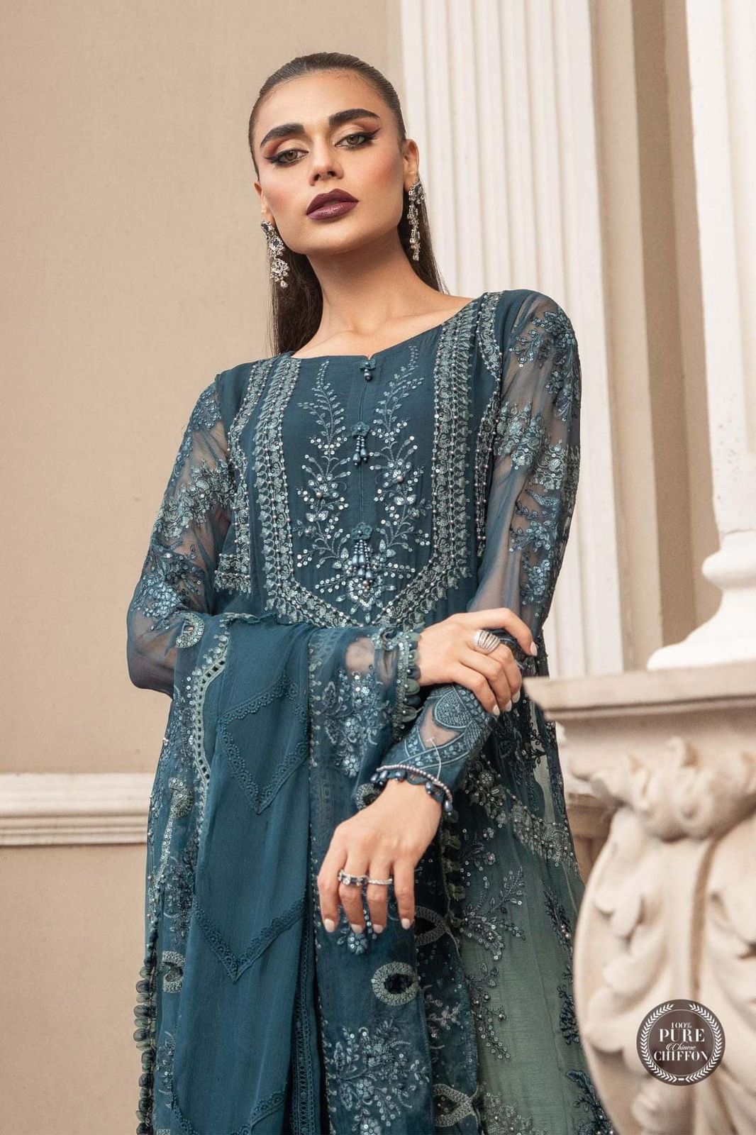 MARIA B LUXURY WEDDING EMBROIDERED CHIFFON - 3 PC UNSTITCHED