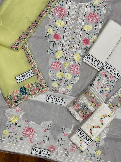 ZARA SHAHJAHAN LUXURY CHIKANKARI EMBROIDERED LAWN - 3 PC UNSTITCHED