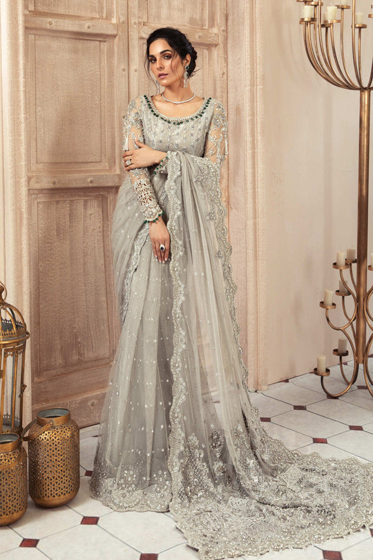 MARIA B LUXURY WEDDING EMBROIDERED SAREE NET - UNSTITCHED