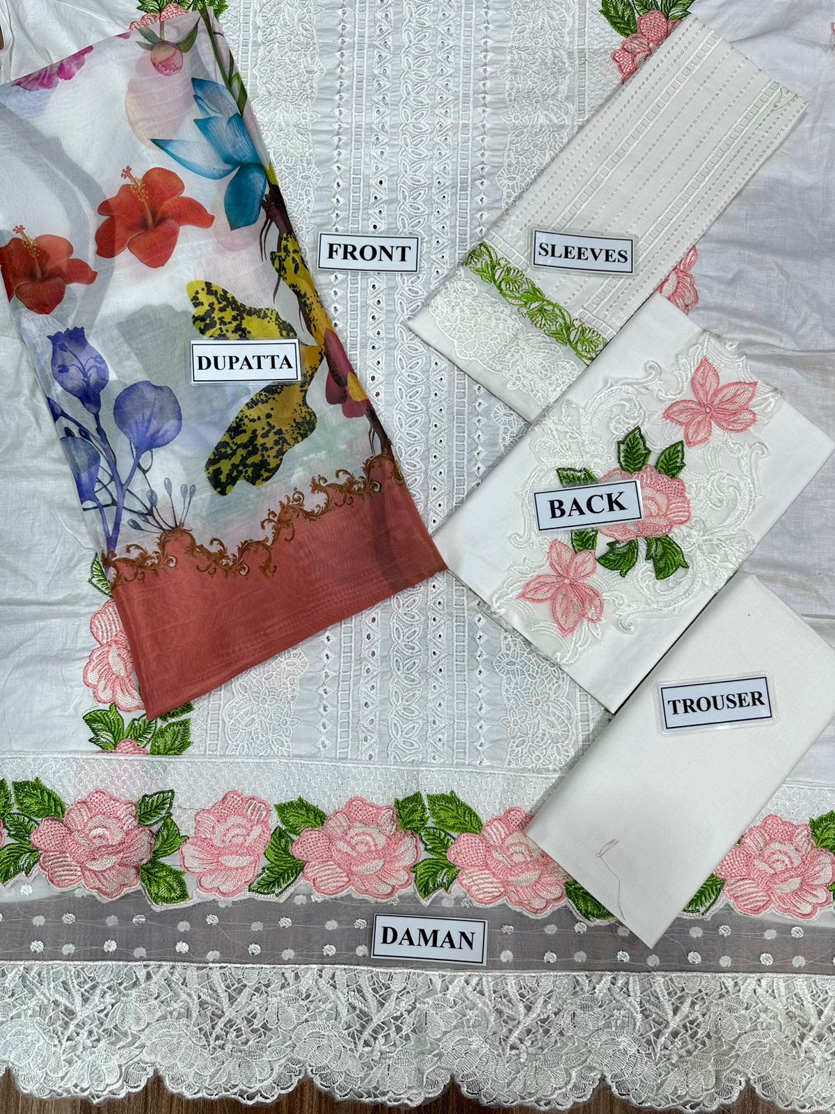 CRIMSON LUXURY CHIKANKARI EMBROIDERED LAWN - 3 PC UNSTITCHED
