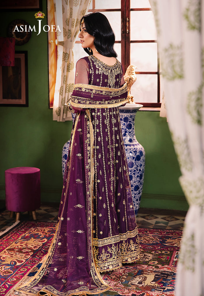 ASIM JOFA LUXURY WEDDING EMBROIDERED NET FROK - 3 PC UNSTITCHED