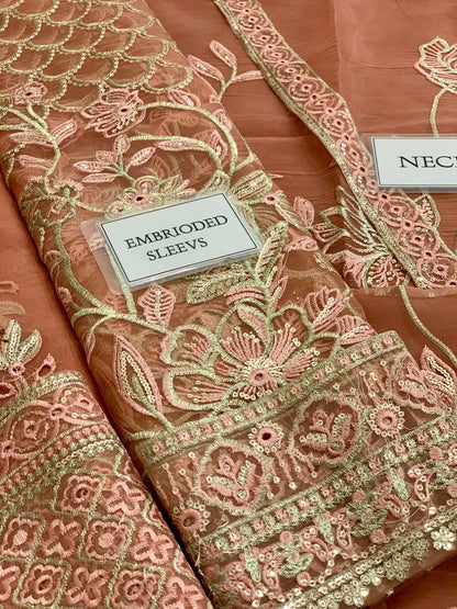 AFROZEH LUXURY WEDDING EMBROIDERED ORGANZA - 3 PC UNSTITCHED