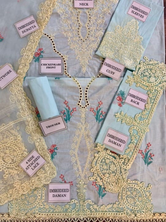 AABAYAAN LUXURY CHIKANKARI EMBROIDERED LAWN - 3 PC UNSTITCHED