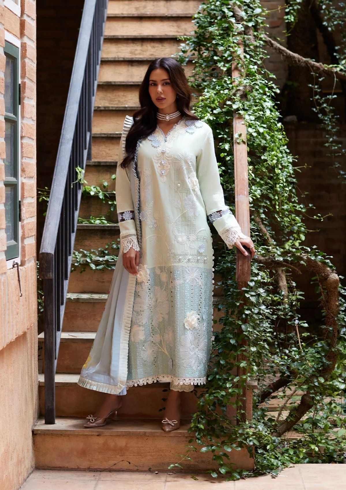 MUSHQ LUXURY CHIKANKARI EMBROIDERED LAWN - 3 PC UNSTITCHED