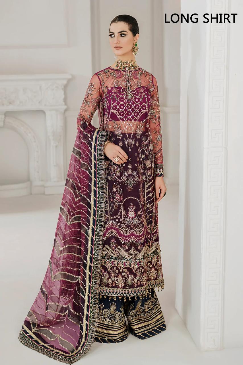BAROQUE LUXURY WEDDING EMBROIDERED NET - 3 PC UNSTITCHED
