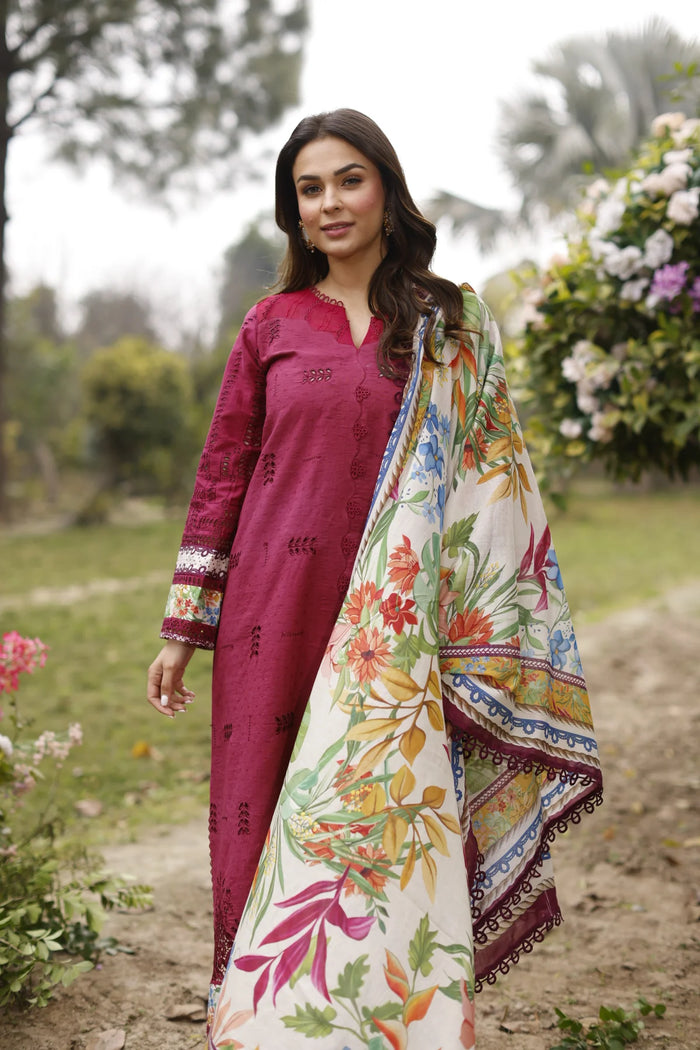 MANARA LUXURY CHIKANKARI EMBROIDERED LAWN - 3 PC UNSTITCHED