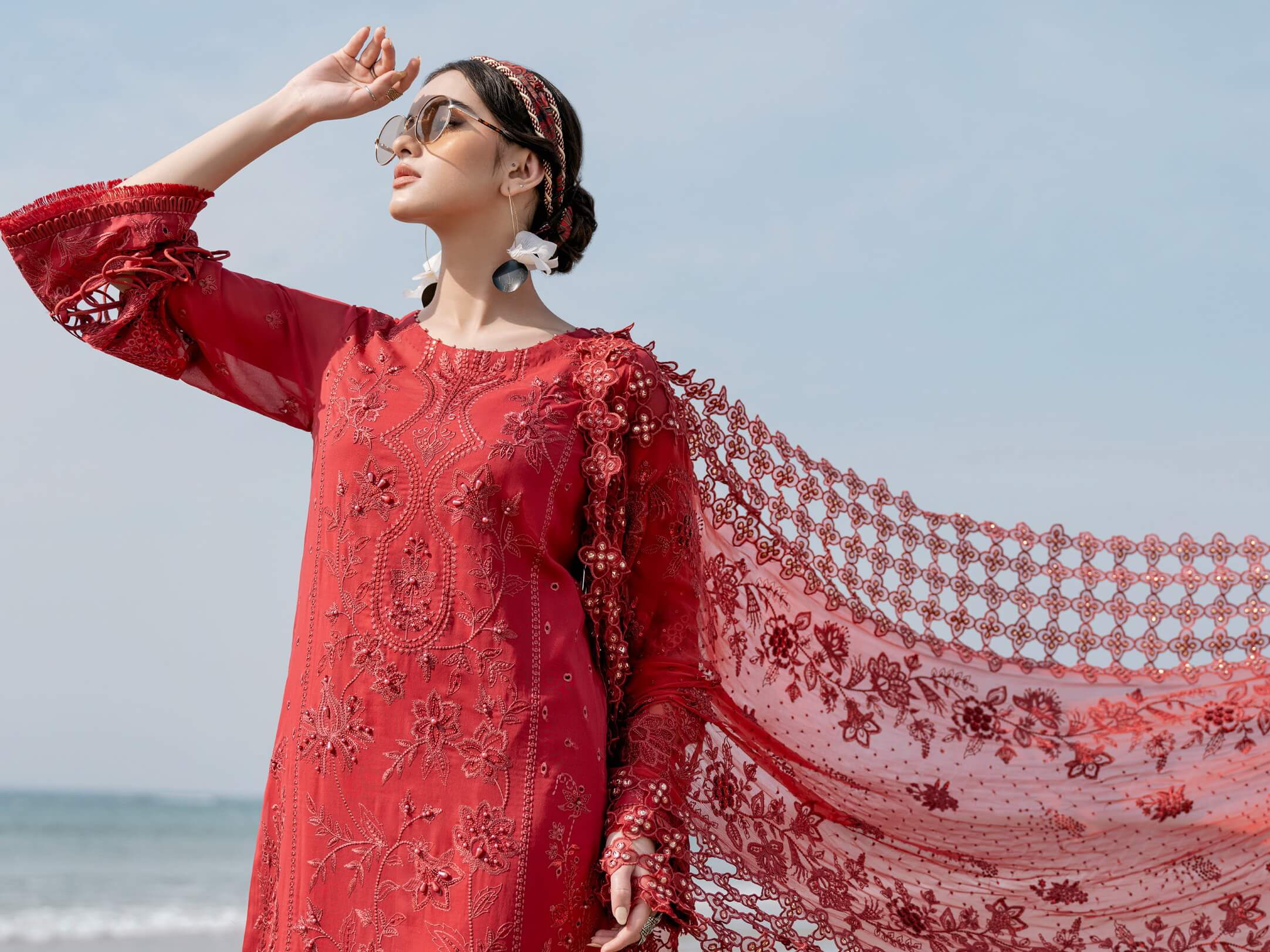 NUREH LUXURY CHIKANKARI EMBROIDERED LAWN - 3 PC UNSTITCHED