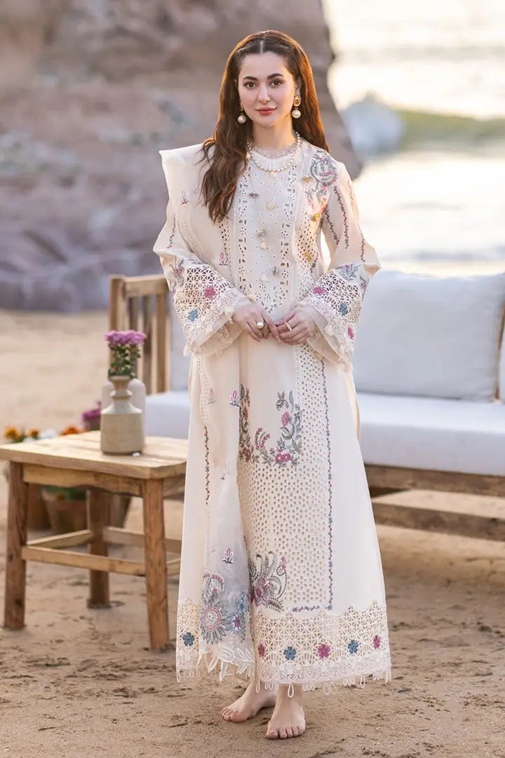 QALAMKAR LUXURY CHIKANKARI EMBROIDERED LAWN - 3 PC UNSTITCHED