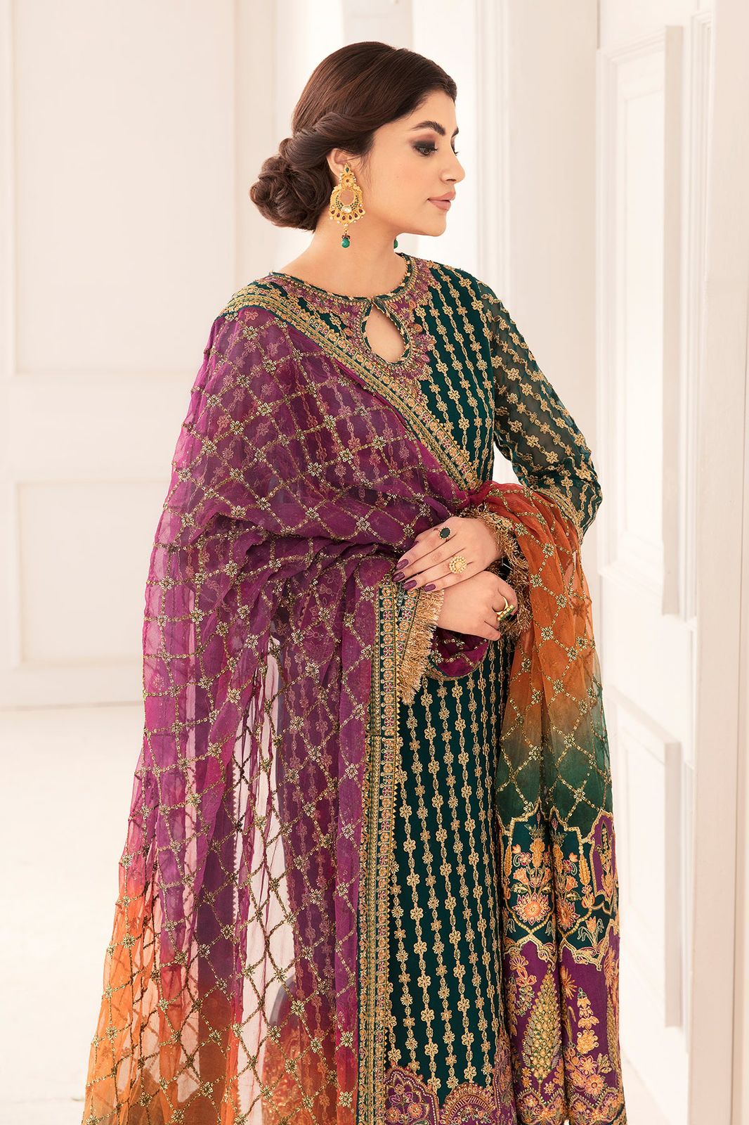 BAROQUE LUXURY EMBROIDERED ORGANZA - 3 PC UNSTITCHED