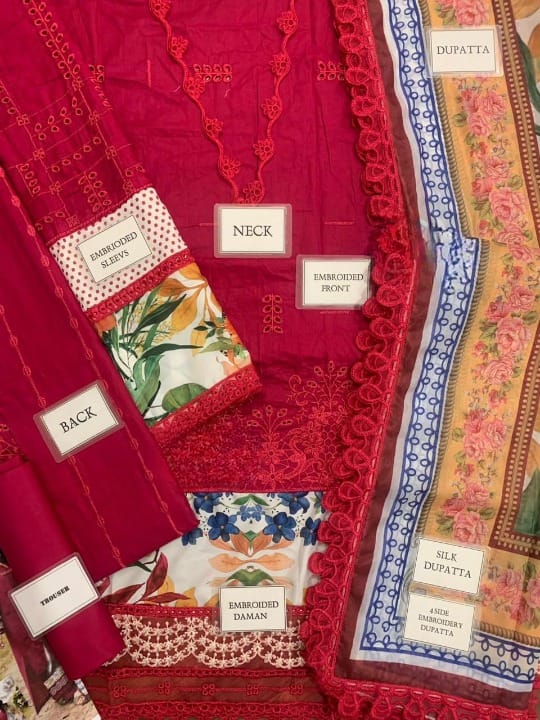 MANARA LUXURY CHIKANKARI EMBROIDERED LAWN - 3 PC UNSTITCHED