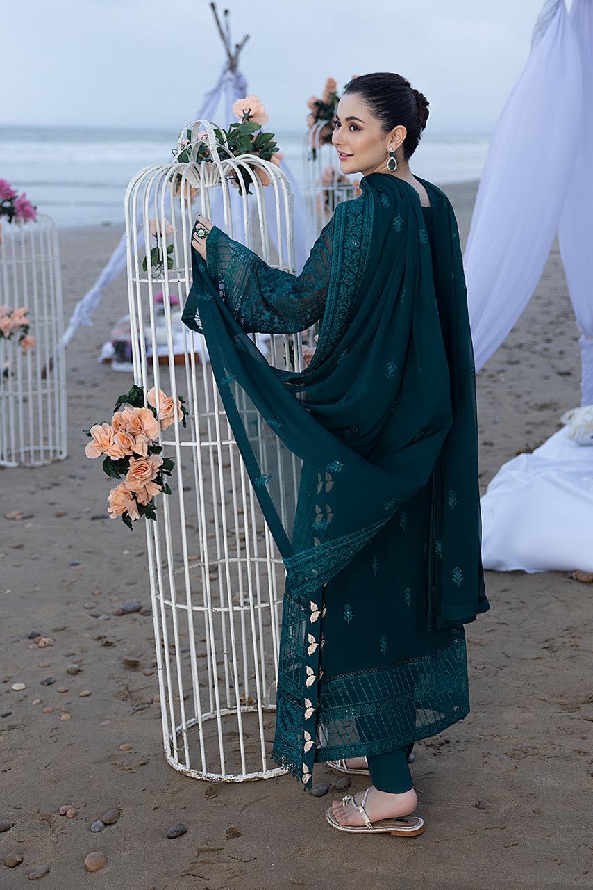 AZURE WEDDING EMBROIDERED CHIFFON - 3 PC UNSTITCHED