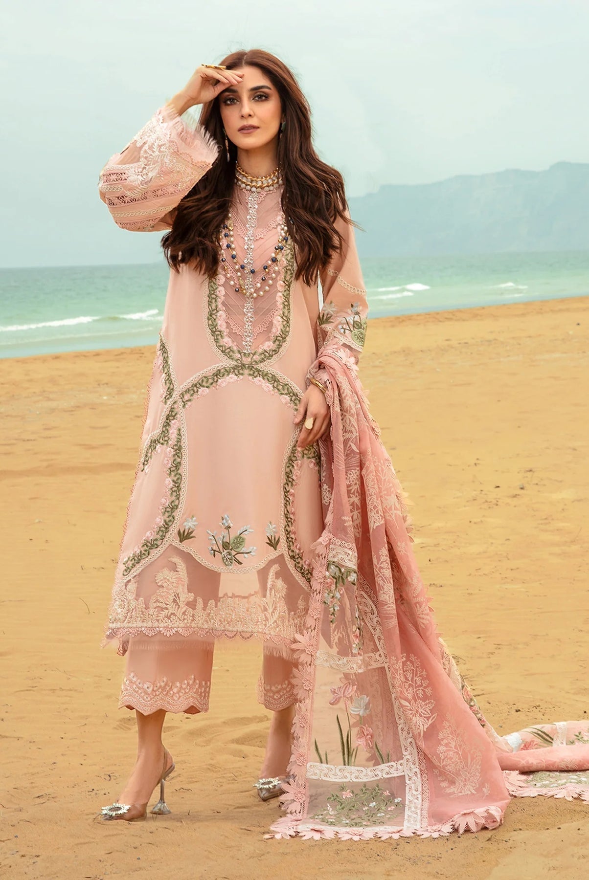 CRIMSON LUXURY CHIKANKARI EMBROIDERED LAWN - 3 PC UNSTITCHED