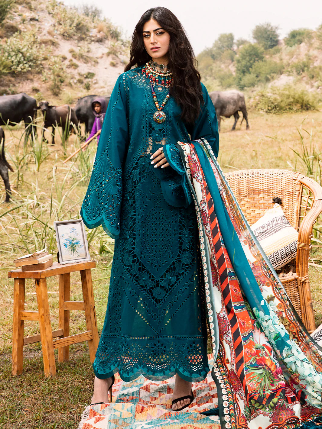BIN ILYAS LUXURY CHIKANKARI EMBROIDERED LAWN - 3 PC UNSTITCHED