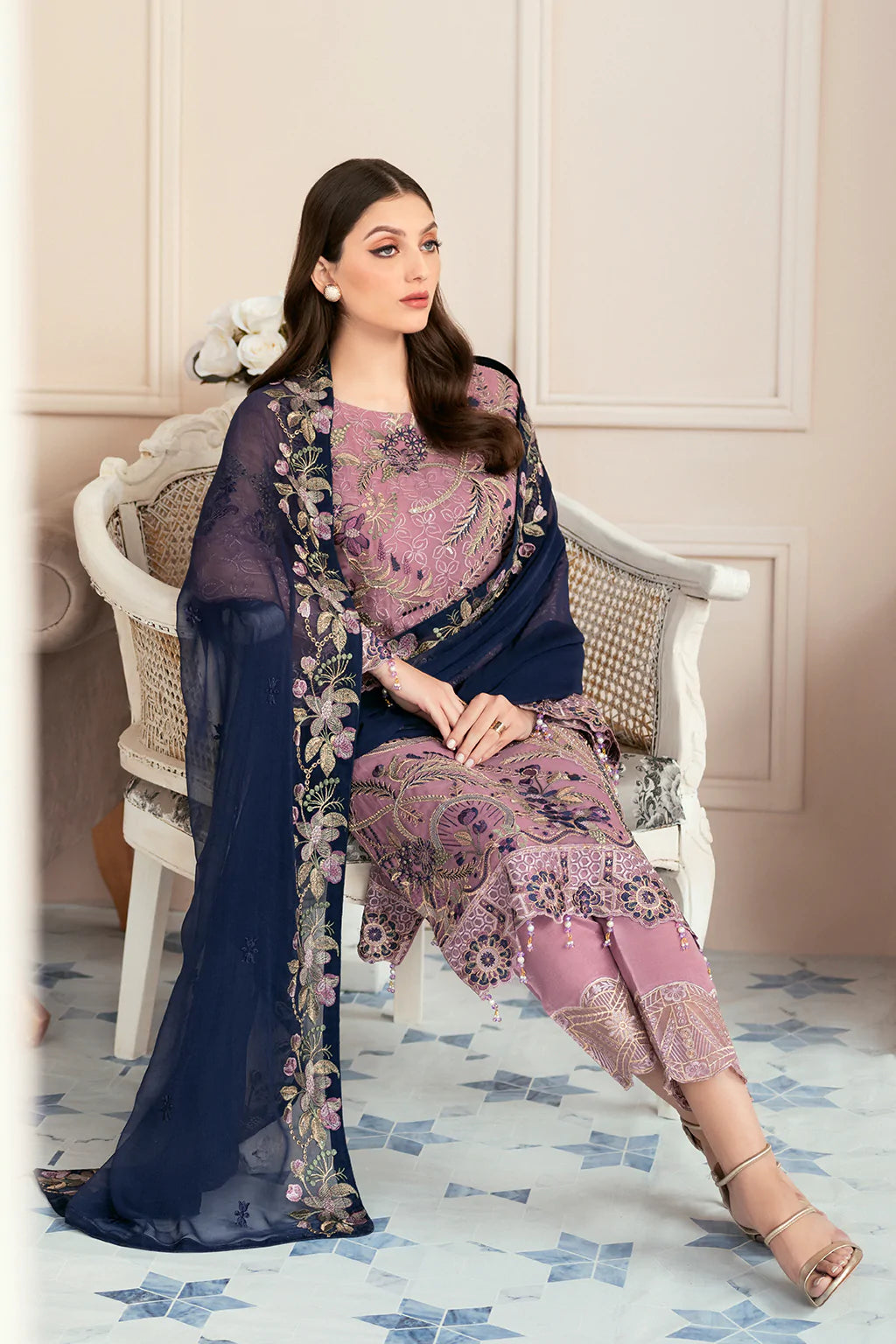 RAMSHA LUXURY EMBROIDERED ORGANZA - 3 PC UNSTITCHED
