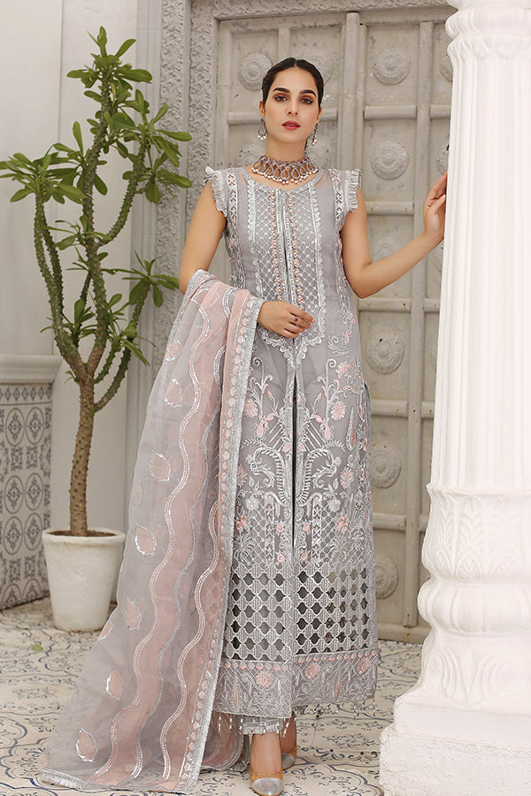 MARYAM'S LEMILSA LUXURY WEDDING EMBROIDERED ORGANZA - 3 PC UNSTITCHED