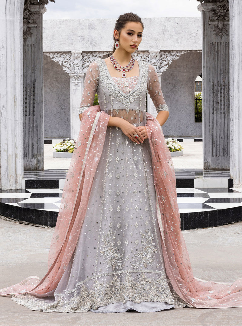ZAINAB CHOTTANI LUXURY WEDDING EMBROIDERED NET FROK - 3 PC UNSTITCHED