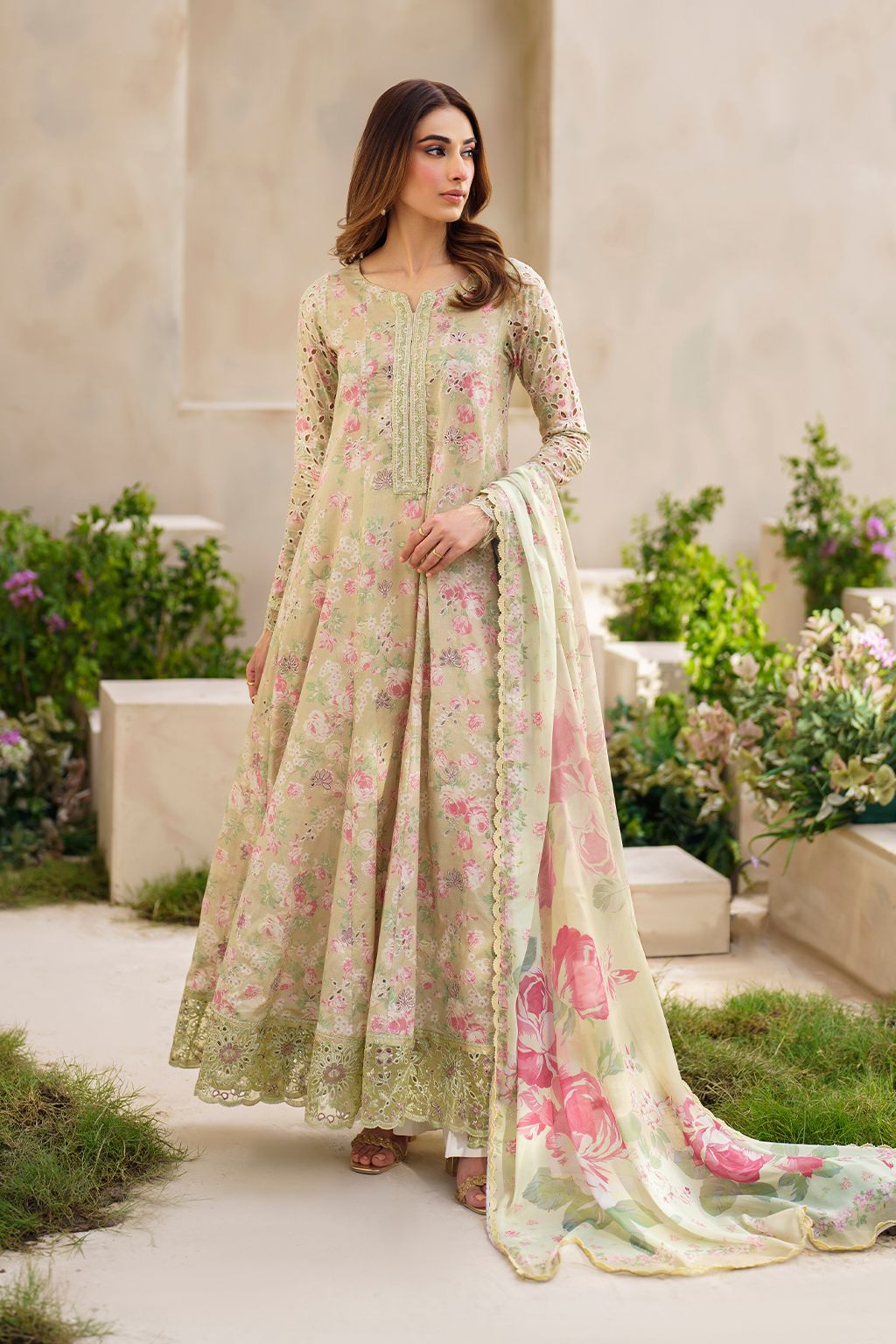IZNIK LUXURY PRINTED EMBROIDERED CHIKANKARI LAWN - 3 PC UNSTITCHED